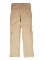 Girls Twill Wide Leg Cargo Pants, Khaki, Size 8