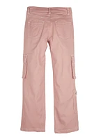 Girls Twill Wide Leg Cargo Pants, Pink, Size 7