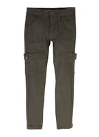 Girls Twill Skinny Cargo Pants, Green, Size 7