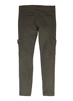 Girls Twill Skinny Cargo Pants, Green, Size 7