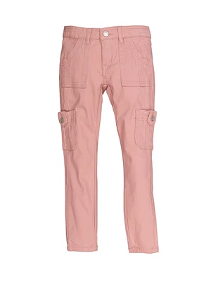 Girls Twill Skinny Cargo Pants, Pink, Size 10