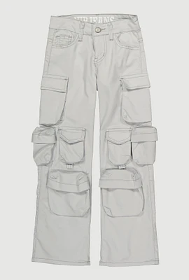 Girls VIP Multi Pocket Cargo Pants, Grey, Size 14