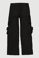 Girls VIP Wide Leg Cargo Jeans, Black, Size 8