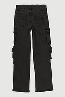 Girls VIP Multi Pocket Wide Leg Cargo Jeans, Black, Size 8