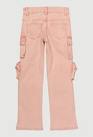 Girls VIP Mineral Wash Multi Pocket Cargo Jeans, Pink, Size 8