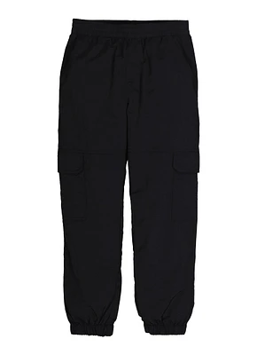 Girls Nylon Parachute Pants, Black, Size 10-12