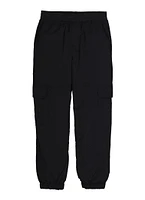 Girls Nylon Parachute Pants, Black, Size 10-12
