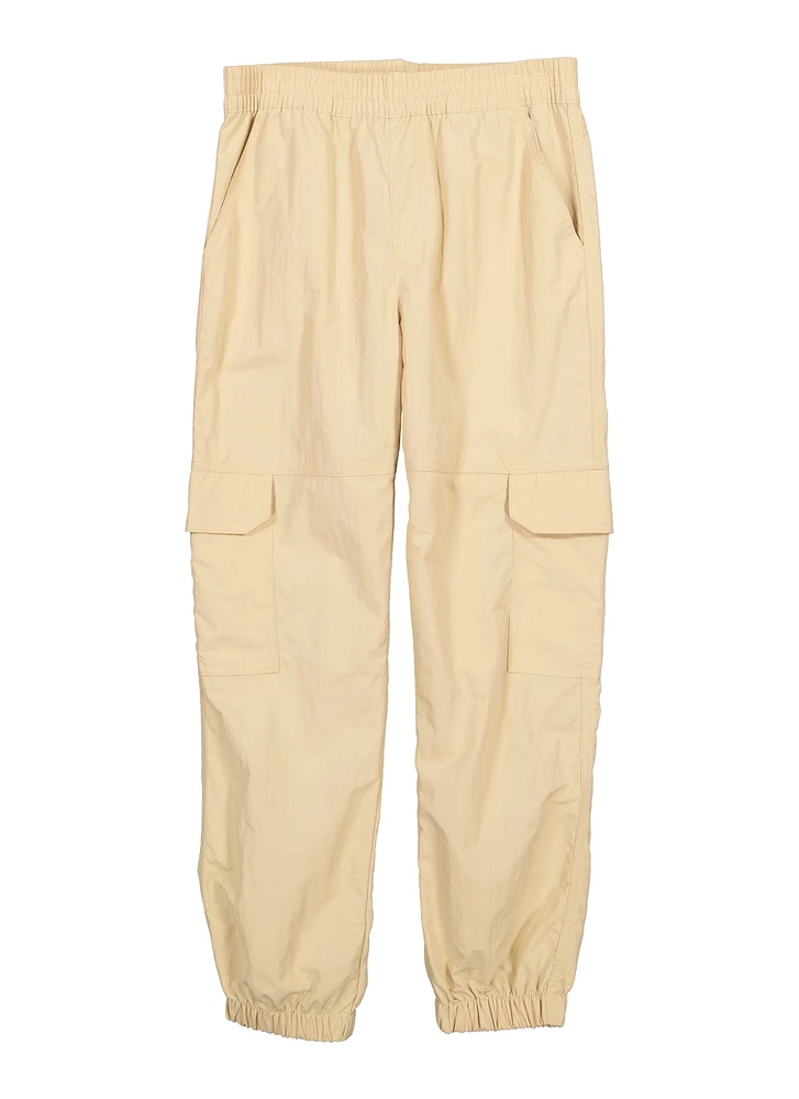 Girls Nylon Parachute Pants, Khaki, Size 16