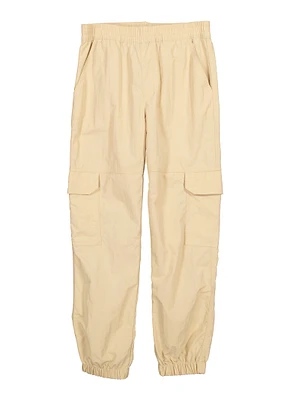 Girls Nylon Parachute Pants, Khaki, Size 16