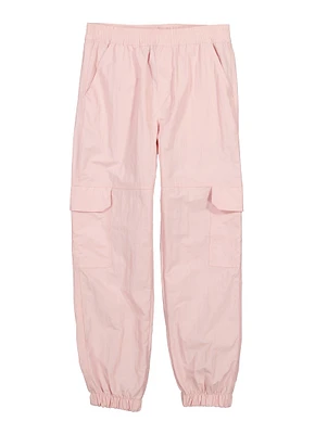 Girls Nylon Parachute Pants, Pink, Size 10-12