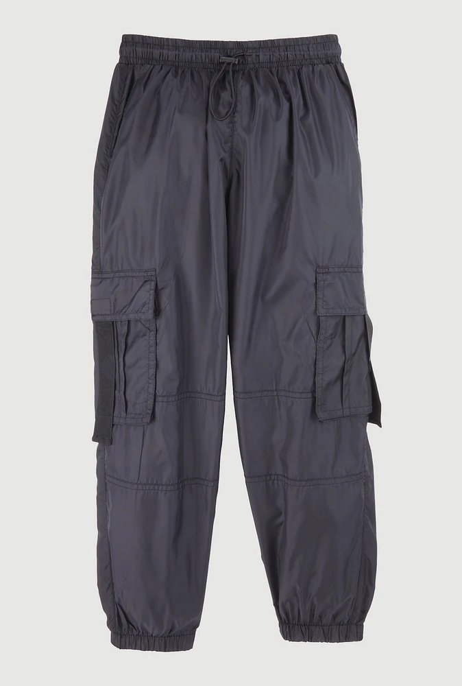 Girls Nylon Parachute Cargo Pants,