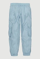 Girls Nylon Parachute Cargo Pants, Blue, Size 14-16