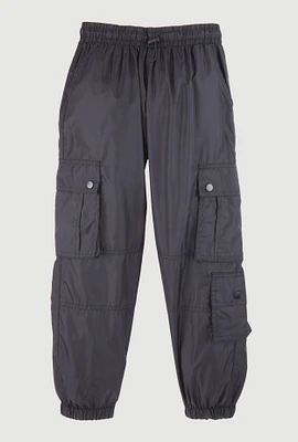 Girls Nylon Toggle Drawstring Cargo Joggers,