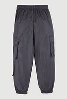 Girls Nylon Toggle Drawstring Cargo Joggers,