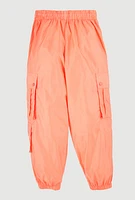 Girls Nylon Toggle Drawstring Cargo Joggers, Orange, Size 14-16