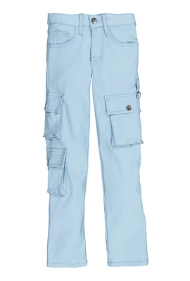 Girls Hyperstretch Straight Leg Cargo Pants, Blue,