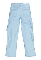 Girls Hyperstretch Straight Leg Cargo Pants, Blue, Size 14