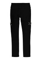 Girls Faux Pearl Detail Hyperstretch Pants, Black, Size 7