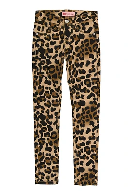 Girls Animal Print Hyperstretch Pants, Brown, Size 7