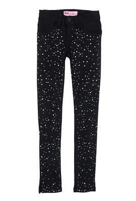 Girls Hyperstretch Rhinestone Skinny Leg Pants, Black, Size 7