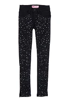 Girls Hyperstretch Rhinestone Skinny Leg Pants, Black, Size 7