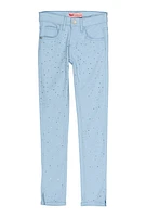 Girls Hyperstretch Rhinestone Skinny Leg Pants, Blue,