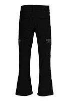 Girls Hyperstretch Rhinestone Cargo Flare Pants, Black, Size 7