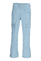 Girls Hyperstretch Rhinestone Cargo Flare Pants, Blue, Size 7