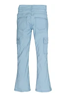 Girls Hyperstretch Rhinestone Cargo Flare Pants, Blue, Size 7