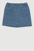 Little Girls Rhinestone Studded Denim Skirt, Blue,