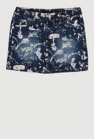 Little Girls Foil Splatter Denim Skirt, Blue, Size 5