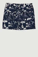 Little Girls Foil Splatter Denim Skirt, Blue, Size 5