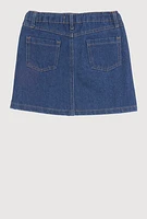Little Girls Rhinestone Butterfly Denim Skirt, Blue, Size 4
