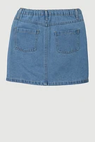 Girls Rhinestone Denim Skirt, Blue,