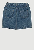 Girls Bear Rhinestone Denim Skirt, Blue,