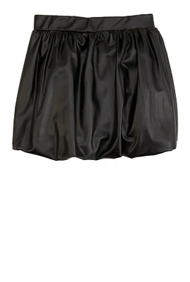 Girls Faux Leather Bubble Skirt, Black, Size 10