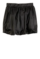 Girls Faux Leather Bubble Skirt, Black, Size 10