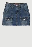 Girls Denim Cargo Skirt, Blue, Size 14