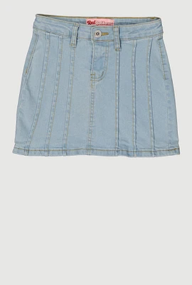 Girls Denim Pintuck Skirt, Blue, Size 14
