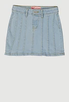 Girls Denim Pintuck Skirt, Blue, Size 14