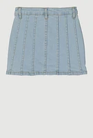 Girls Denim Pintuck Skirt, Blue, Size 14