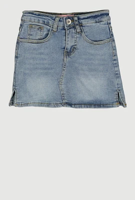 Girls Side Slit Denim Skirt, Blue, Size 7