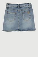 Girls Side Slit Denim Skort, Blue, Size 7