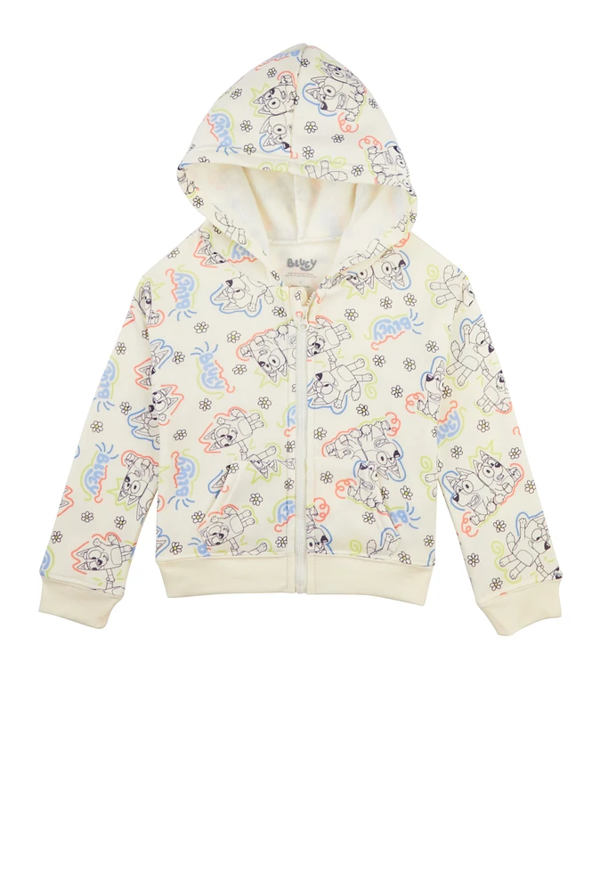 Little Girls Bluey Zip Front Hoodie, Multi, Size 4