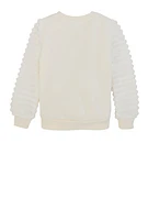 Little Girls Hello Kitty Plush Sleeve Sweatshirt, White, Size 4