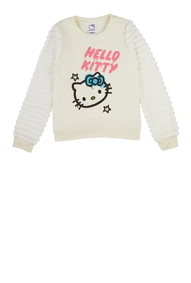 Girls Hello Kitty Crew Neck Sweatshirt, White,