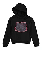 Girls Hello Kitty Rhinestone Hoodie, Black, Size 7