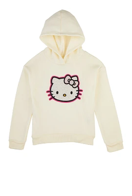 Girls Rhinestone Hello Kitty Hoodie, Beige,