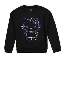 Girls Hello Kitty 3D Foil Graphic Sweatshirt, Black, Size 8