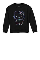 Girls Hello Kitty 3D Foil Graphic Sweatshirt, Black,